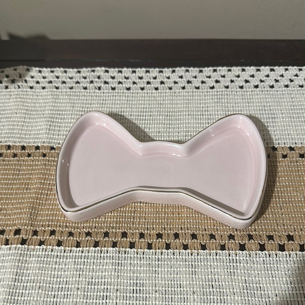 Set of Kids’ Light Pink Bow Slippers, Bow Socks, and Bow Trinket Dish - Picture 15 of 15